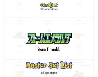 Storm Emeralda Master Set Lijst | Pokémon Plaatskaarten | Japanse TCG Mapverdelers | Mega Rayquaza ex | Printbare PDF