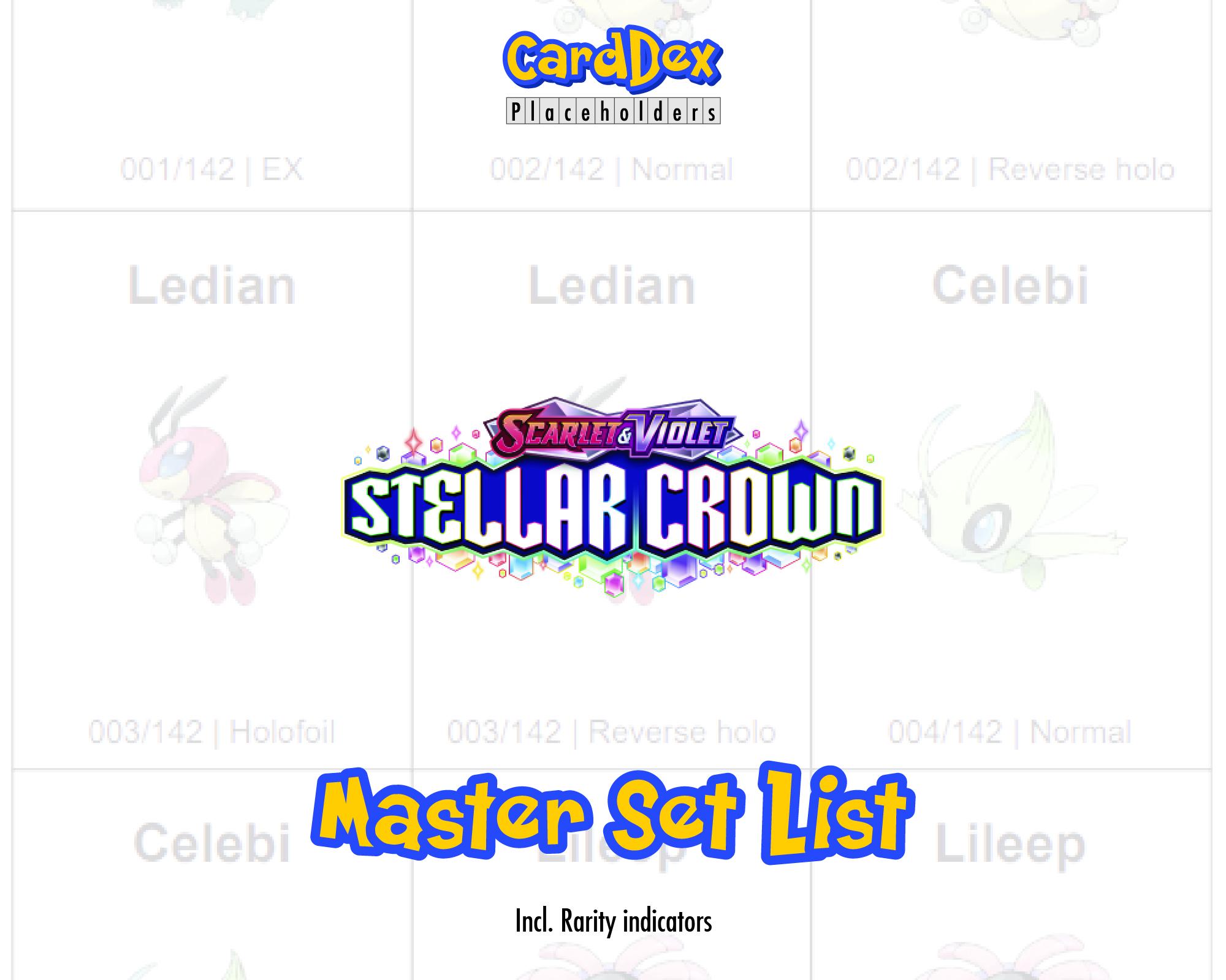 SV07 Pokmon Stellar Crown Master Set Afdrukbare Placeholder Pdf Map  -carddex Placeholders - Etsy