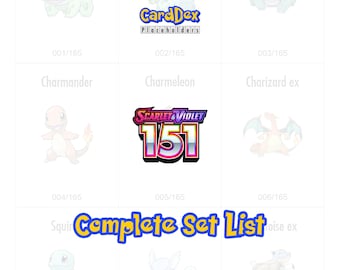 SV03.5 Pokémon 151 Complete Set printable binder tracker PDF- CardDex Placeholders