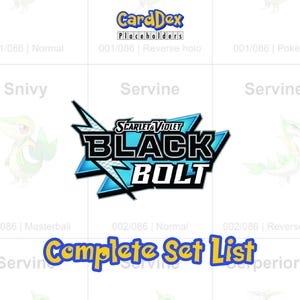 CardDex Placeholders – SV10.5 Black Bolt Complete Set printable binder tracker PDF