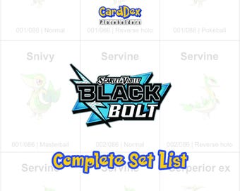 Pokémon Sammelkartenspiel SV10.5 Black Bolt Komplett-Set Sammelmappe Tracker (PDF) Platzhalter