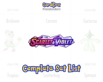SV01 Scarlet & Violet Base Set Complete set printable binder tracker PDF- CardDex Placeholders