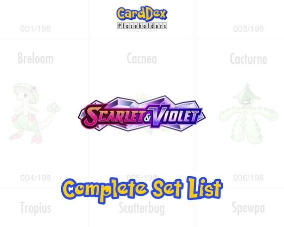 SV01 Scarlet & Violet Base Set Complete Set Printable Binder Tracker PDF-  Carddex Placeholders - Etsy