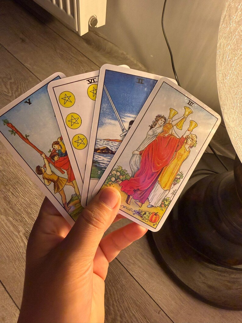 Woman holding tarot cards with bold text Future Spouse Reading, marriage destiny, future love prediction, soulmate insight and romantic destiny tarot reading