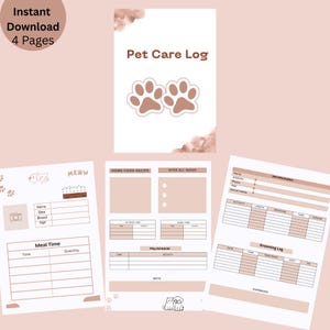 Pet Care Planner: Vet Visits, Feeding, Grooming Tracker (Digital Download PDF)