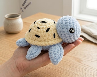 Schema per mini tartaruga all'uncinetto, download PDF Amigurumi per principianti Wally la tartaruga anguria pastello, schema per mini tartaruga all'uncinetto