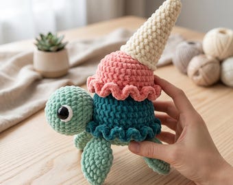 Schema per realizzare all'uncinetto la tartaruga gelato Scoops - Modello PDF per principianti - Amigurumi adatto ai principianti - Schema per realizzare all'uncinetto la tartaruga gelato Scoops - Modello PDF
