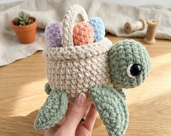 Schema per uncinetto a forma di tartaruga in cestino di Pasqua - Download PDF - Adatto ai principianti - Amigurumi - Schema per uncinetto a forma di tartaruga in cestino di Pasqua - Download PDF