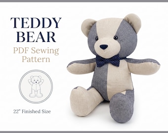 Memory Bear Pattern & Step-by-Step Sewing Tutorial - Teddy bear sewing pattern, stuff animal sewing pattern, DIY Keepsake Bear