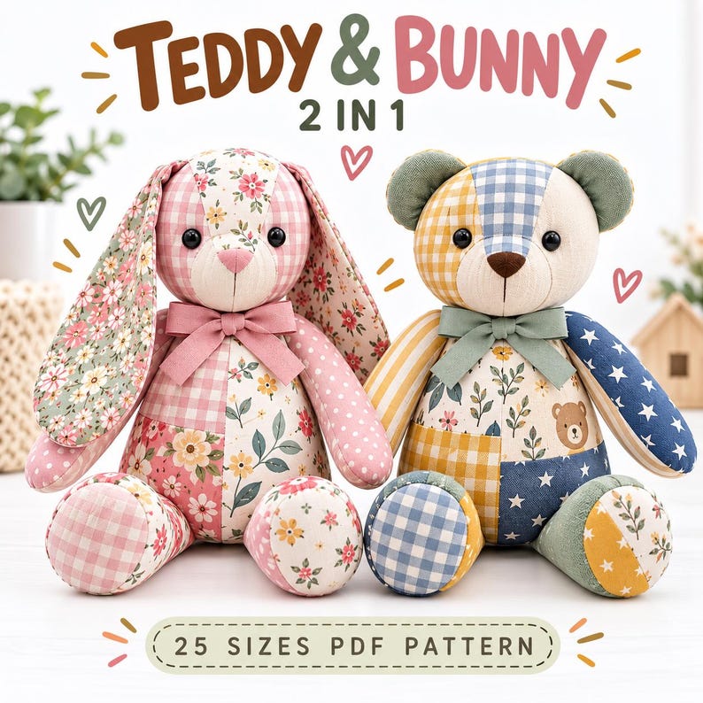 Memory bear pattern Simplicity pattern Plush sewing pattern Memorial bear Teddy bear pattern Keepsake bear Plushie sewing pattern image 1