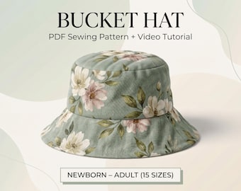 Modello di cucito per cappello da pescatore, modello di cucito per cappello estivo, modello di cucito per cappello da neonato, cappello da sole da donna, modello di cappello da pescatore facile, per principianti