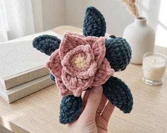 Schema per amigurumi di tartarughe con fiori di Natale all'uncinetto, stella di Natale, PDF da scaricare, adatto ai principianti, schema per amigurumi di tartarughe con fiori di Natale