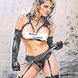 Elegant Dominatrix Art Print, Femdom Wall Decor, Kinky Gift, Mature Content, Fetish Fine Art - Giclée Technique, Premium Materials