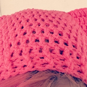 Pink cat hat pussycat hat cat beanie pink cat beanie free shipping kitty ears cat ears womens hat crochet beanie image 2