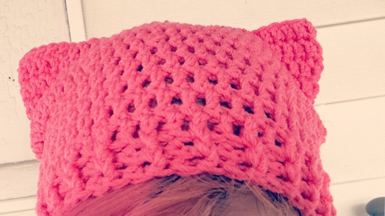 Pink cat hat pussycat hat cat beanie pink cat beanie free shipping kitty ears cat ears womens hat crochet beanie image 2