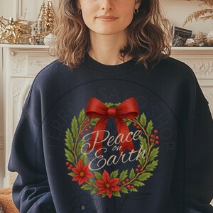 Peace on Earth Christmas Wreath Sweatshirt: Cozy Holiday Jumper