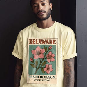 Camiseta vintage Delaware Peach Blossom: camiseta con gráfico retro