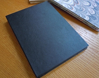 6"x 8" Black Leather Double Length BFK Accordion Sketchbook or Guest Book with a Deckle Edge