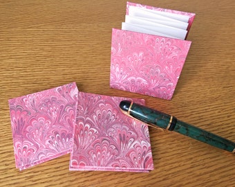 Pink Marbled paper swirls on a BFK Mini Accordion Sketchbook Gift Card