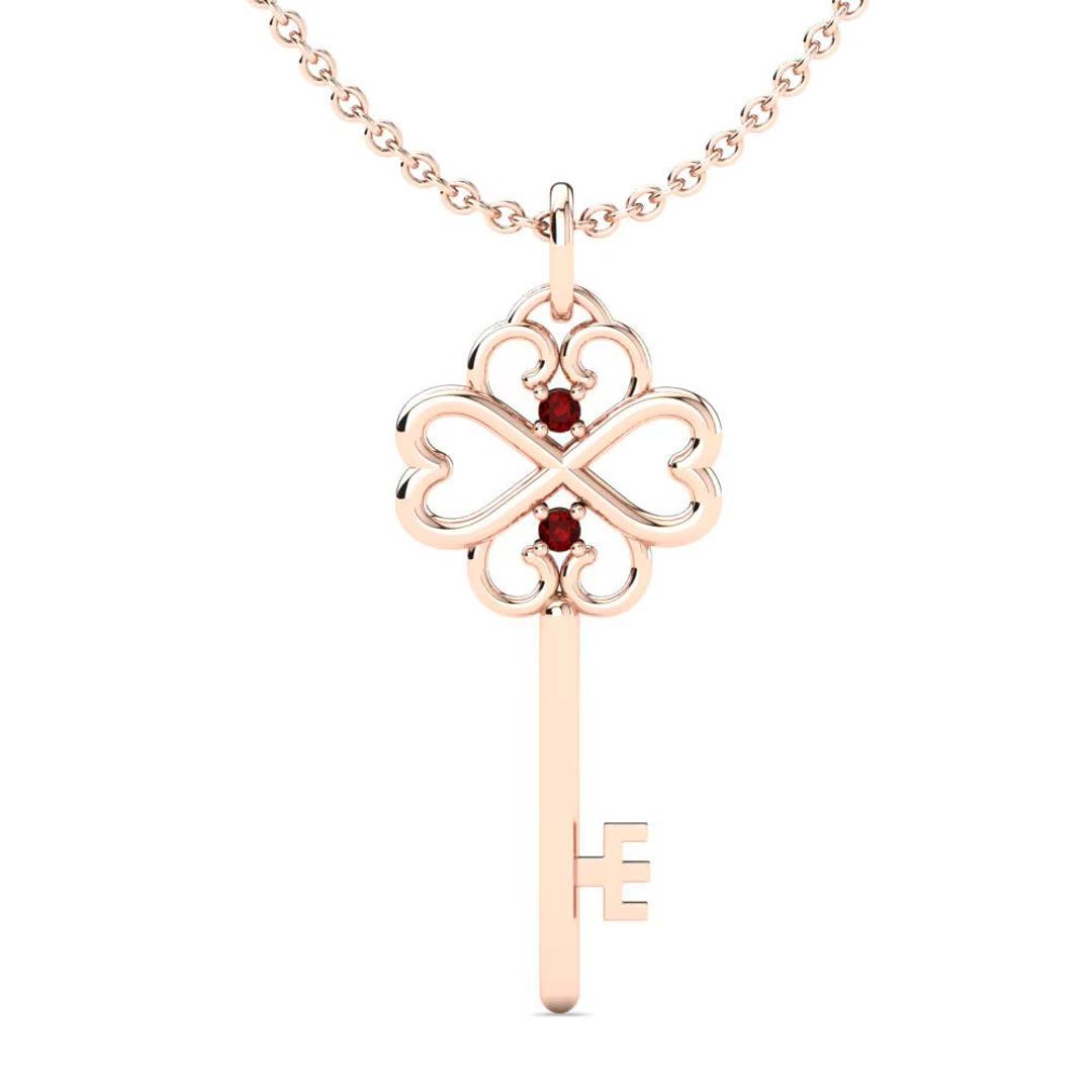 Ruby Handmade Key Pendant: .925 Sterling Silver, Gold Plated Round ...
