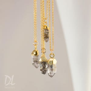 Herkimer Diamond Crystal Necklace, Dainty Gold Stone Necklace, Minimalist Necklace, Layering Necklace, April Birthstone Necklace, NK-N image 7