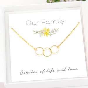 3 Generations Necklace Gift, Three Link Family Necklace, Interlocking Circle Eternity Necklace, Karma Circle, Mother Gift, 3 ring necklace