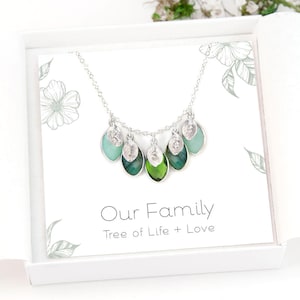 Personalized Family Necklace for Mom, Meaningful Gift, Custom Kids Initials and Birthstone Charms, Inspirational Christmas Grandma Gift image 1