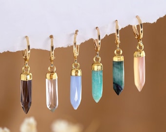 Colorful Huggie Earrings, Crystal Spike Earrings, Cute Hoops, Trendy Earrings, Gold Huggie Hoops, Edgy Earrings, Long Gem Drop Earrings
