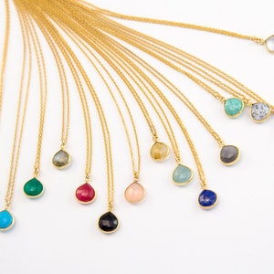 Simple Gemstone Necklace, Minimalist Gift for Her, Tiny Stones ...