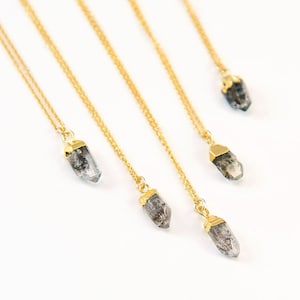 Herkimer Diamond Crystal Necklace, Dainty Gold Stone Necklace, Minimalist Necklace, Layering Necklace, April Birthstone Necklace, NK-N image 1
