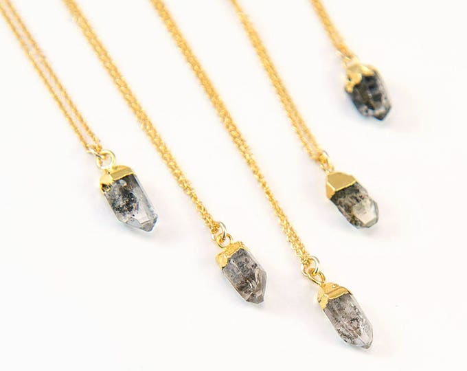 Herkimer Diamond Crystal Necklace, Dainty Gold Stone Necklace, Minimalist Necklace, Layering Necklace, April Birthstone Necklace, NK-N