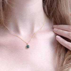 Tiny Gemstone Pendant Necklace, Simple Birthstone Necklace, Bridesmaid Jewelry, Gift for Her, Minimalist Necklace, Delicate Stone, NK-BZ
