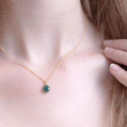 Simple Gemstone Necklace Minimalist Gift for Her Tiny - Etsy