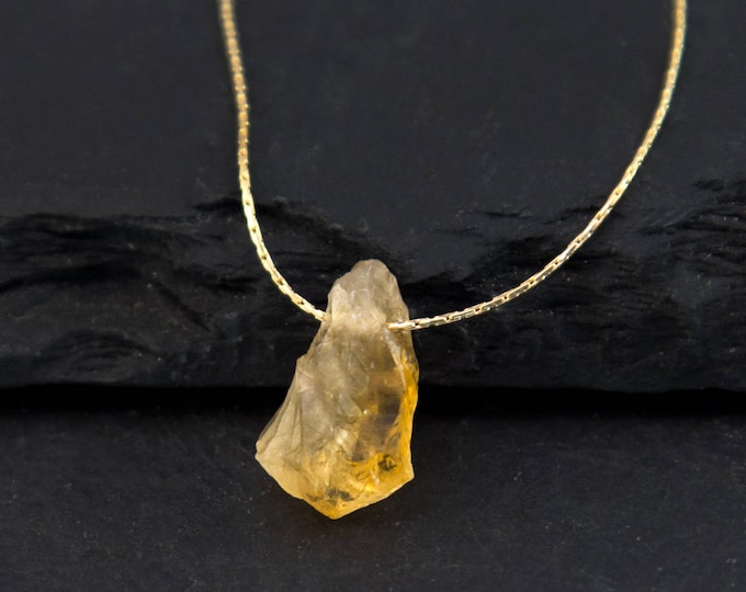 November Birthstone Necklace, Raw Citrine Pendant, Raw Birthstone Jewelry, Inspirational Jewelry, Citrine Necklace, raw crystal necklace