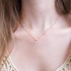 Dainty Raw Diamond Necklace, Satellite Chain Necklace, Gold Filled, Sterling Silver, Simple Choker, Minimal Necklace, Gift for Her image 2