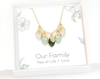 Mother in law gift for Christmas, Generations Necklace, Custom Mother's Necklace,  Gift for Grandma, Personalized Initials Birthstones