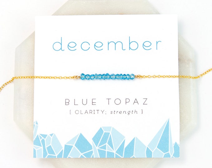 December Birthstone Necklace, Blue Topaz Necklace Gold, December Birthday Gift, Birthstone Jewelry, Gift Ideas, Healing Bar Necklace, NK-DB