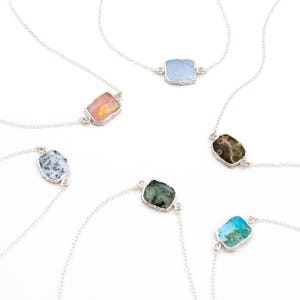 Raw Slab Crystal Necklaces, Gemstone Choker Slice Connector Pendant, Natural Genuine Energy Stone Jewelry image 5