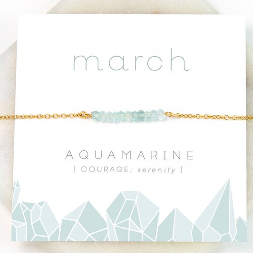 March Birthstone Necklace Aquamarine Jewelry March Birthday - Etsy