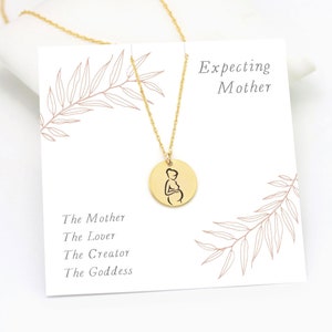 Gift for Mom from Son, Mother's Necklace, Keepsake Family Jewelry, Sentimental Gift, Simple Gold Engraved Pendant, Mother of the Groom Gift image 7