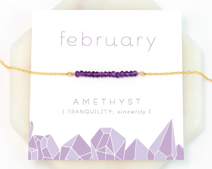 February Birthstone Necklace, Amethyst Necklace Gold, Gift for Best Friend, Inspirational Gift, Yoga Jewelry,  Stone Gift, NK-DB
