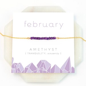 February Birthstone Necklace, Amethyst Necklace Gold, Gift for Best Friend, Inspirational Gift, Yoga Jewelry,  Stone Gift, NK-DB