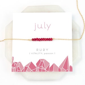 July Birthstone Necklace, Gold Ruby Necklace, Personalized Birthstone Jewelry,  Gift, Inspirational Gift, Holiday Gift