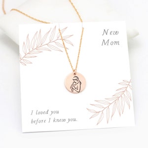 Gift for Mom from Son, Mother's Necklace, Keepsake Family Jewelry, Sentimental Gift, Simple Gold Engraved Pendant, Mother of the Groom Gift image 6