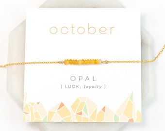 October Ethiopian Opal Necklace, Birthstone Gift Necklace, Opal Necklace Silver, Natural Ethiopian Opal, Dainty Bar Necklace, NK-DB