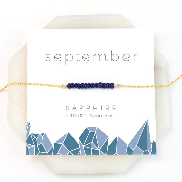 September Birthstone Necklace, Sapphire Bar Necklace, Layering Necklace, Raw Crystal Necklace, Blue Sapphire, Gift for Girlfriend, NK-DB