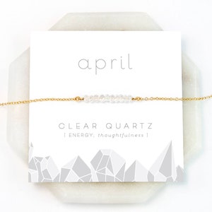 April Birthday Birthstone Necklace, Clear Quartz Necklace, Crystal ...