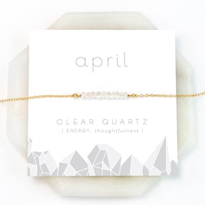 April Birthday Birthstone Necklace, Clear Quartz Necklace,  Crystal Necklace, Chakra Gift, Inspirational Gift for Friend, Diamond