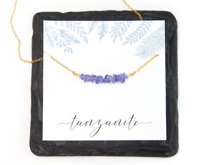 Tanzanite  Crystal Necklace, Inspirational Necklace Gift, Raw Crystal Jewelry, Gift for Friend, 14k Gold Filled, Necklace Card, NK-RB