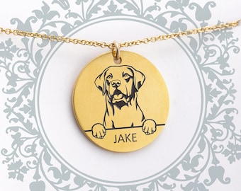 Labrador Retriever Necklace, Handmade Custom Dog Portrait, Funny Unique Dog Mom Gift, Pet Memorial, Engraved Dog Lover Gift, Pet Loss Gift